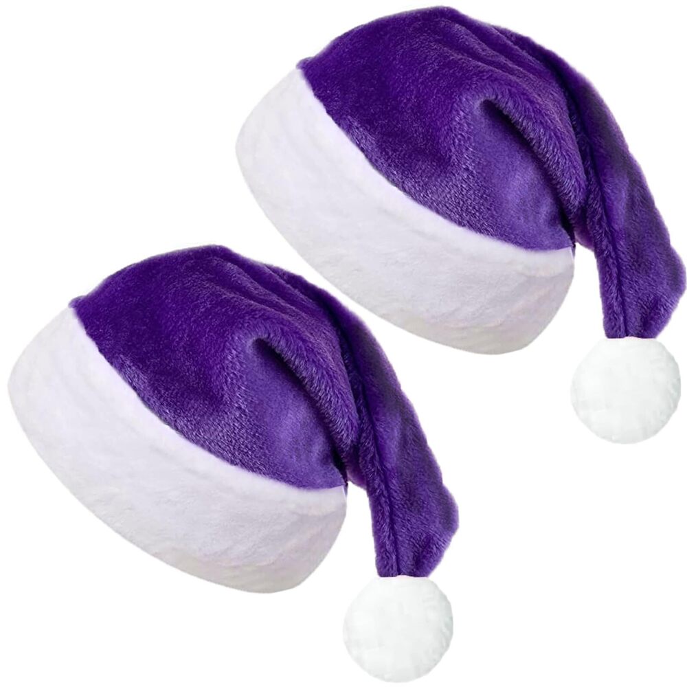 1794 2 PCS Purple Christmas Santa Hat for Adults, Personalized Purple
